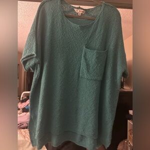 DAVI & DANI Teal Textured Women's Sweater